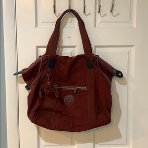 Kipling Maroon Expandable Tote Bag